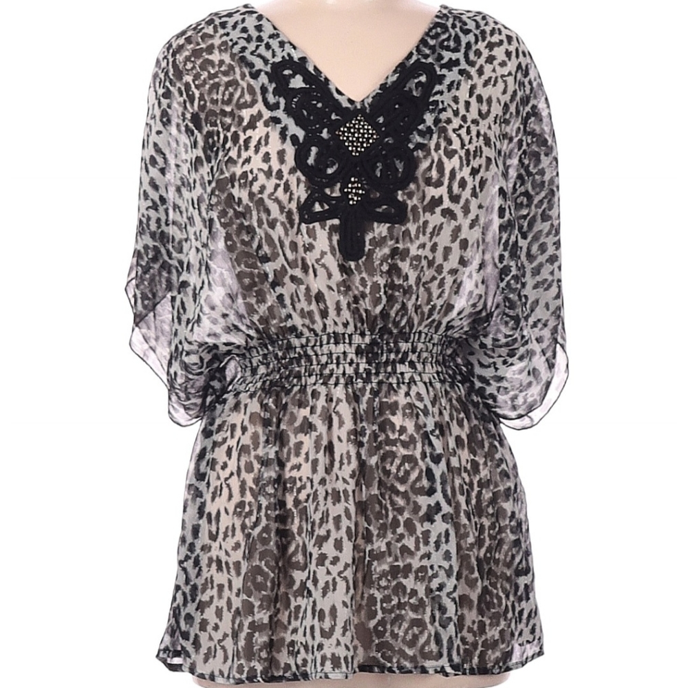 Animal Print Blouse, Nue Options, V-neck